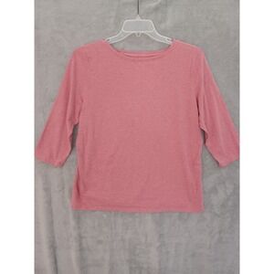 Talbots Tee 1X Heathered Salmon Pink 3/4 Sleeve Cotton Spandex Crew‎ Neck